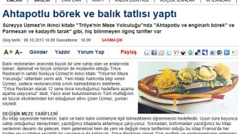 Ahtapotlu Börek ve Balık Tatlısı Yaptı - 9 Ekim 2013 Yeni Asır Gazetesi