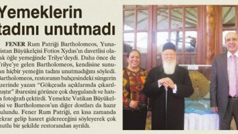 Fener Rum Patriği Bartholomeos Trilye’deydi - 22 Şubat 2012 Sabah Ankara