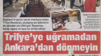 Trilye'ye Uğramadan Ankara'dan Dönmeyin - 28 Kasım 2014 Sabah Gazetesi Başkent Eki