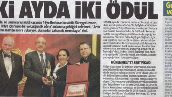 İki Ayda İki Ödül - 31 Mayıs 2014 Hürriyet Ankara