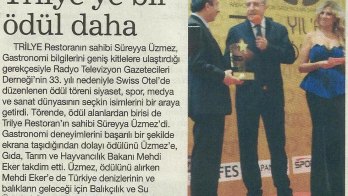 Trilye’ye Bir Ödül Daha - 5 Ekim 2012 Habertürk Ankara