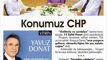 Konumuz CHP - 2 Eylül 2011 Sabah Gazetesi Yavuz Donat köşe yazısı