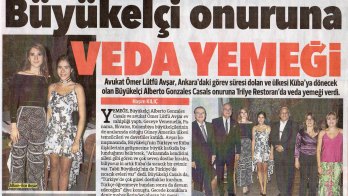 21 Eylül 2017 Hürriyet Ankara - Büyükelçi Onuruna Veda Yemeği